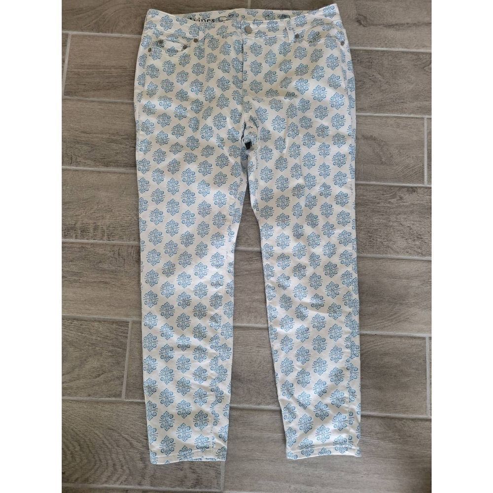 Vineyard Vines Women's White and Blue Skinny Jeans Medallion‎ Print 14